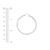 Sterling Silver 3mm x 40mm Diamond-Cut Rhodium Hoop Earrings