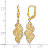 14K w/White Rhodium Textured and D/C Leverback Earrings