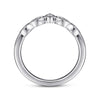 Vintage Inspired 14K White Gold Curved Gold Diamond Anniversary Band
