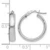14K with White Rhodium Plating Polished Hoop Earrings