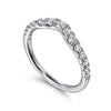 Curved 14K White Gold French Pavé Diamond Wedding Band