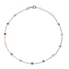 Sterling Silver Color CZ Stations on Chain Adjustable Anklet
