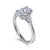14K White Gold Oval Three Stone Diamond Engagement Ring