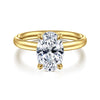 14K Yellow Gold Oval Solitaire Diamond Engagement Ring