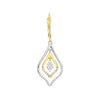 Two-tone CZ Double Framed Leaf Drop Earrings