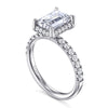 14K White Gold Emerald Cut Hidden Halo Diamond Engagement Ring