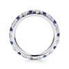 14K White Gold French Pavé Set Sapphire and Diamond Eternity Band