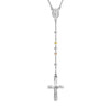 Sterling Silver and Rose Gold 3mm Rosary Necklace