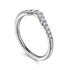 Curved Platinum French Pavé Diamond Wedding Band
