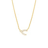 Sideways Mini CZ Wishbone Necklace