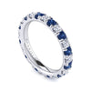14K White Gold French Pavé Set Sapphire and Diamond Eternity Band