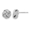 14K with White Rhodium Plating Knot Polished D/C Post Earrings