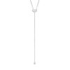 Sterling Silver CZ Heart Drop Lariat Necklace