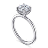 14K White Gold Round Hidden Halo Diamond Engagement Ring