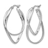 Sterling Silver RH-plated Polished and Textured Hoop Earrings