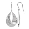 Sterling Silver RH-plated Polished and Textured Dangle Earrings