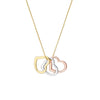 Tri-Color Triple Open Heart Pendant Necklace