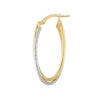 Two-Tone Polished/Laser Twist Oval Hoops