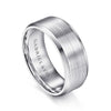 14K White Gold 8mm - Satin Finish Men's Wedding Band with Beveled Edge