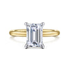 14K White-Yellow Gold Hidden Halo Emerald Cut Diamond Engagement Ring