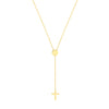 Cross Lariat Necklace with Disc