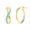 Turquoise Enamel Oval Twist Hoops