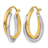 14K Two-tone Polished Hinged Hoop Earrings