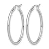 10K White Gold Polished Hinged Hoop Earrings