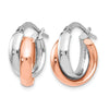14K White Gold Rose-plated Polished Hoop Earrings