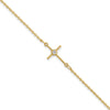 14K Polished CZ Cross Anklet