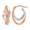 14K w/Wht/Rose RH-plating Polished Hinged Hoop Earrings