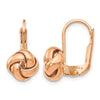 14K &amp; Rose Gold Plated Polished Love Knot Leverback Earrings