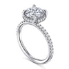 14K White Gold Round Hidden Halo Diamond Engagement Ring