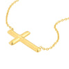 Sterling Silver E2W Small Sideways Cross Necklace