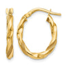 14K Polished and Textured Hoop Earrings