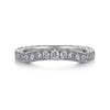 Vintage Inspired Curved 14K White Gold Micro Pavé Diamond Anniversary Band