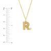 Block Lined Initial 'R' with Diamond Necklace