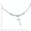 Sterling Silver RH-plated Polished Cross w/1in ext. Necklace