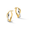 10K w/Rhodium Polished Twisted Hoop Earrings
