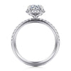 14K White Gold Round Hidden Halo Diamond Engagement Ring