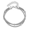 Sterling Silver RH-plt Polished w/2 in ext. Beaded Mesh Bracelet