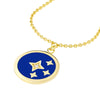 Navy Blue Enamel Stars Medallion Necklace