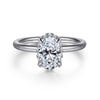 14K White Gold Oval Hidden Halo Diamond Engagement Ring