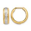 10K w/White Rhodium Polished and D/C Hoop Earrings