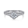 Vintage Inspired 14K White Gold Round Diamond Engagement Ring