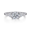 14K White Gold Round Three Stone Diamond Engagement Ring