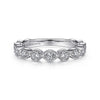 Vintage Inspired 14K White Gold Marquise and Round Station Diamond Anniversary Band