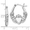 Sterling Silver Rhodium-plated Polished Claddagh Hoop Earrings