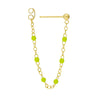 6 Beads Green Enamel Front to Back Earrings