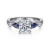 14K White Gold Round Five Stone Sapphire and Diamond Engagement Ring